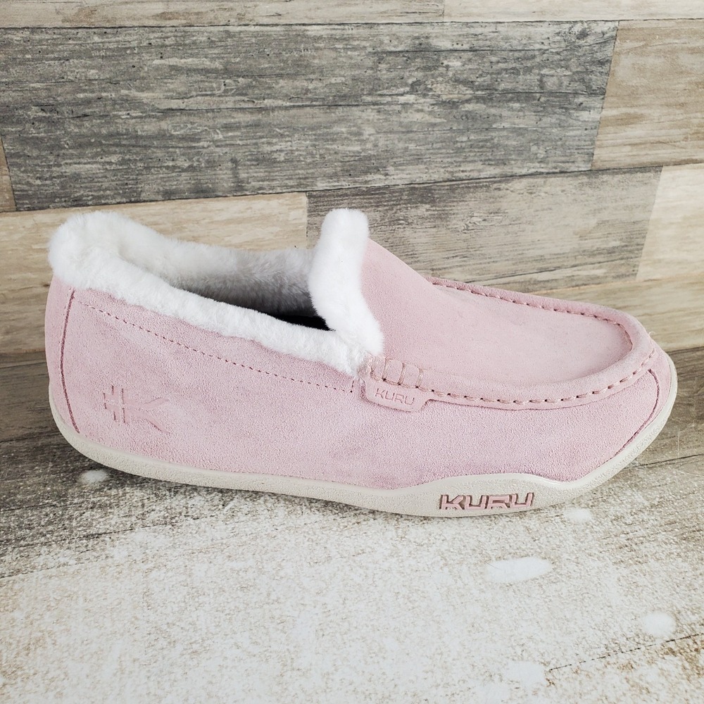 KURU Loft Womens Moccasin Slippers Sz 10 M Soft Pink Suede Slip On Round Toe